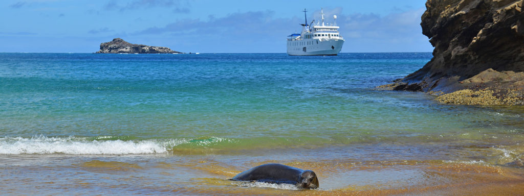 Galapagos Beach with Yacht