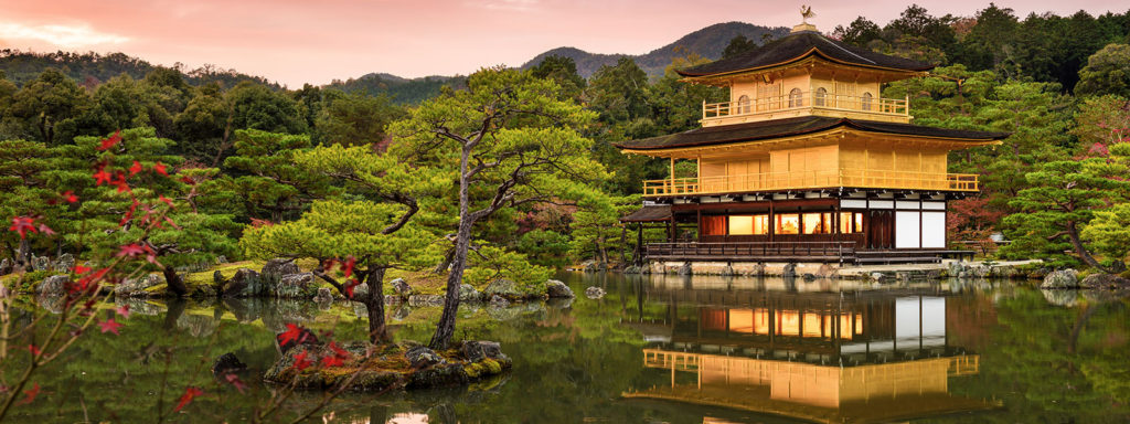Japanese Temple Reflected in Water